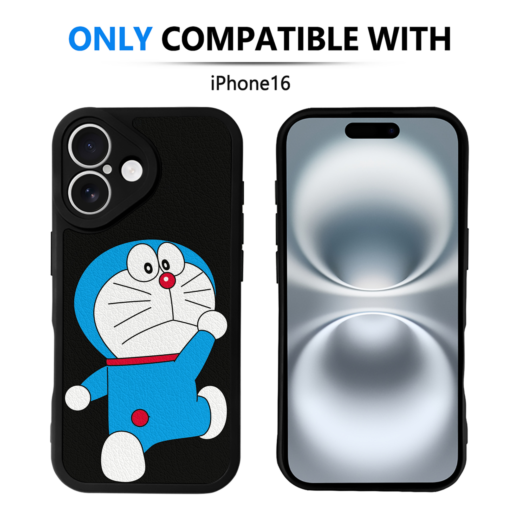 （画像用） ドラえもん Doraemon 【iPhone 16シリーズ対応】シリコンスマホケース（レザー調） 材質：シリコン